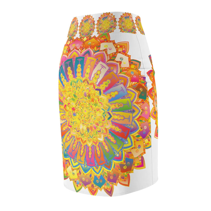 Mandala Pencil Skirt - Purple, Azure & Iridescent All Over Prints - Blululi