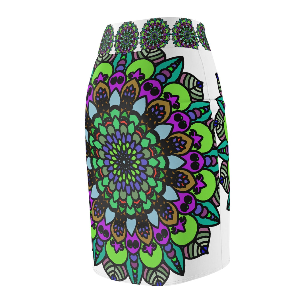 Mandala Pencil Skirt - Purple, Azure, Iridescent All Over Prints - Blululi