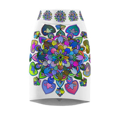 Mandala Pencil Skirt - Purple, Azure & Iridescent All Over Prints - Blululi