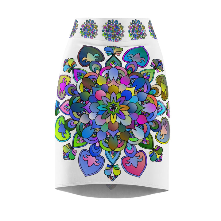 Mandala Pencil Skirt - Purple, Azure & Iridescent All Over Prints - Blululi