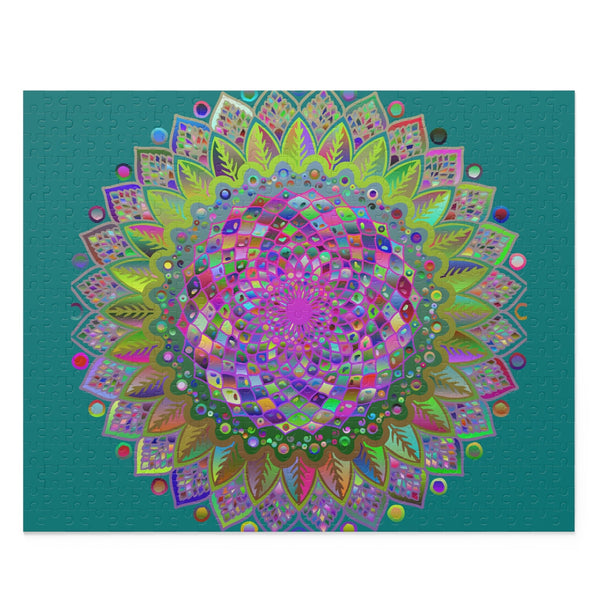 Mandala Puzzle With Intricate Patterns and Serene Teal Background