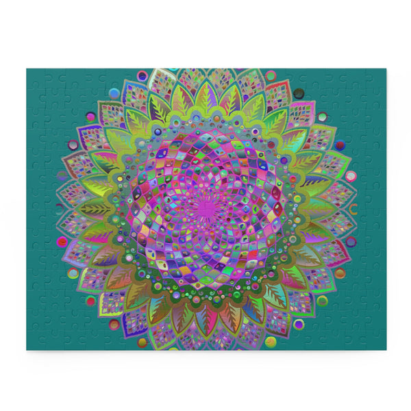 Mandala Puzzle With Intricate Patterns and Serene Teal Background