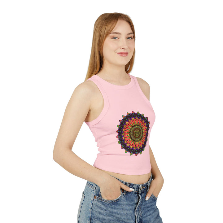 Mandala Racerback Tank Top - Colorful Geometric Design Tank Top - Blululi