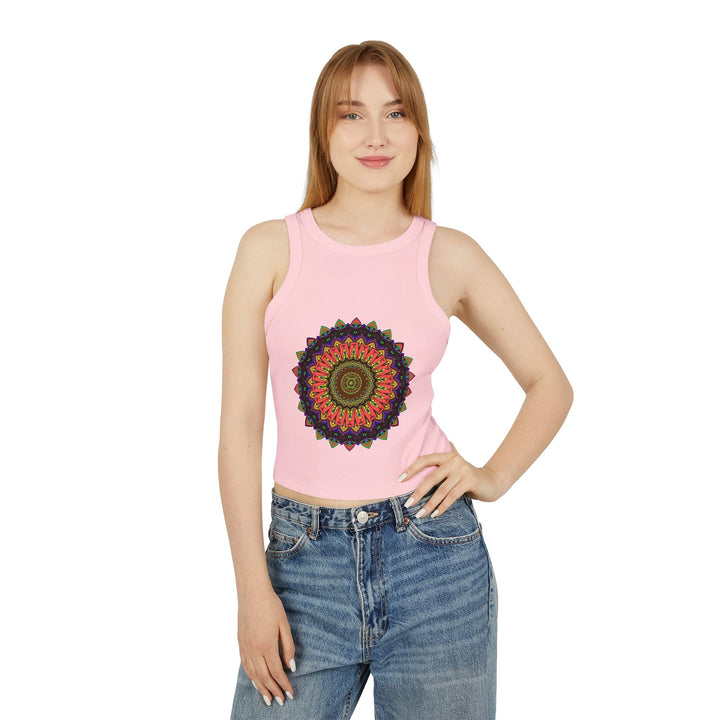 Mandala Racerback Tank Top - Colorful Geometric Design Tank Top - Blululi