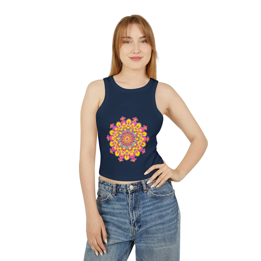 Mandala Racerback Tank Top - Vibrant Floral Design Tank Top - Blululi