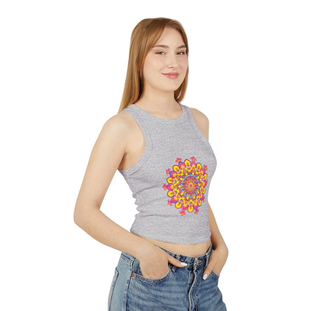 Mandala Racerback Tank Top - Vibrant Floral Design Tank Top - Blululi