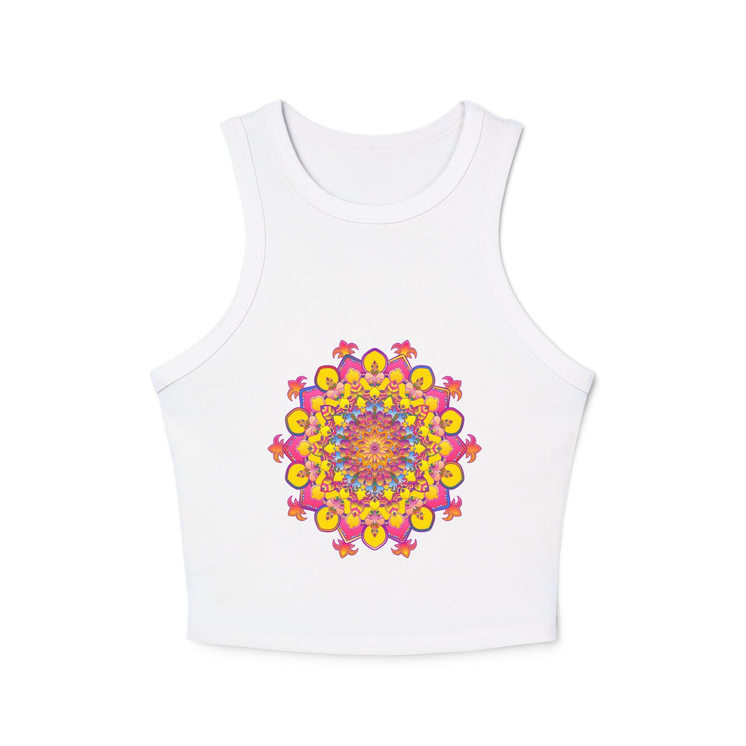 Mandala Racerback Tank Top - Vibrant Floral Design Tank Top - Blululi