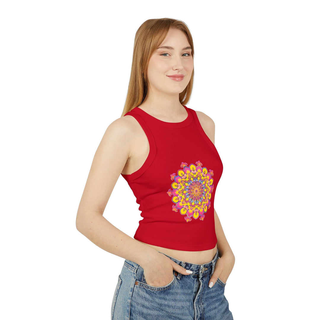 Mandala Racerback Tank Top - Vibrant Floral Design Tank Top - Blululi