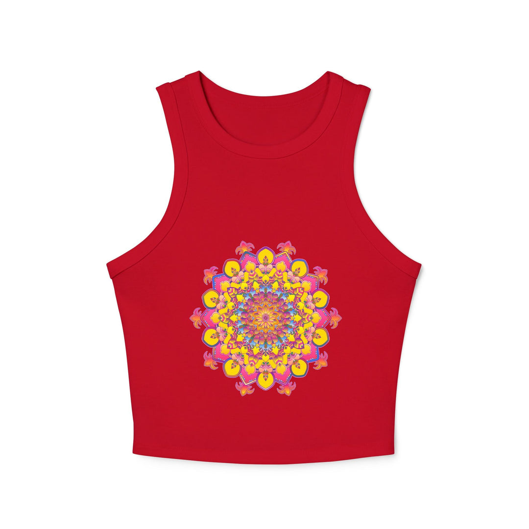 Mandala Racerback Tank Top - Vibrant Floral Design Tank Top - Blululi