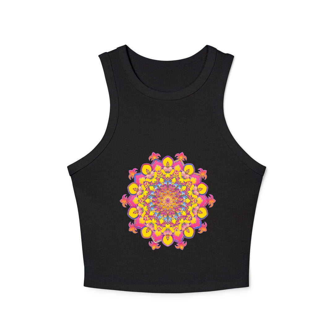 Mandala Racerback Tank Top - Vibrant Floral Design Tank Top - Blululi