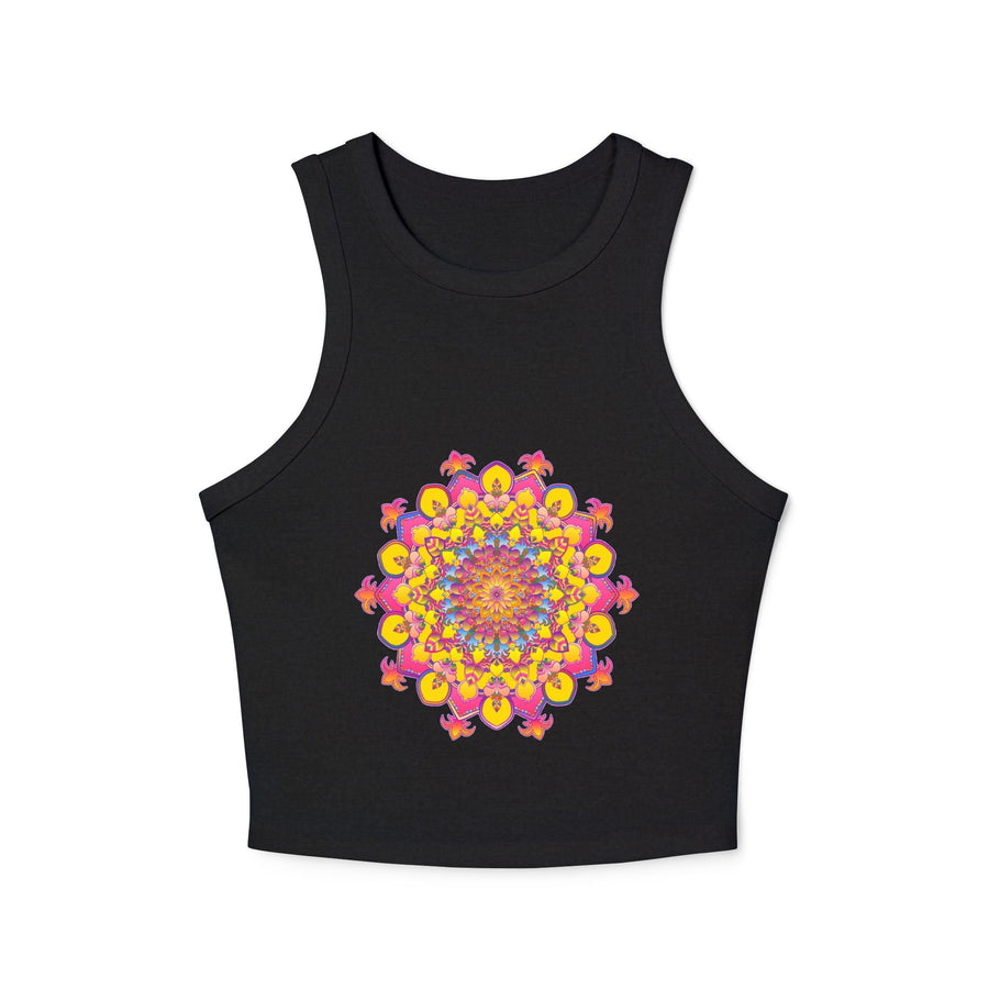 Mandala Racerback Tank Top - Vibrant Floral Design Tank Top - Blululi