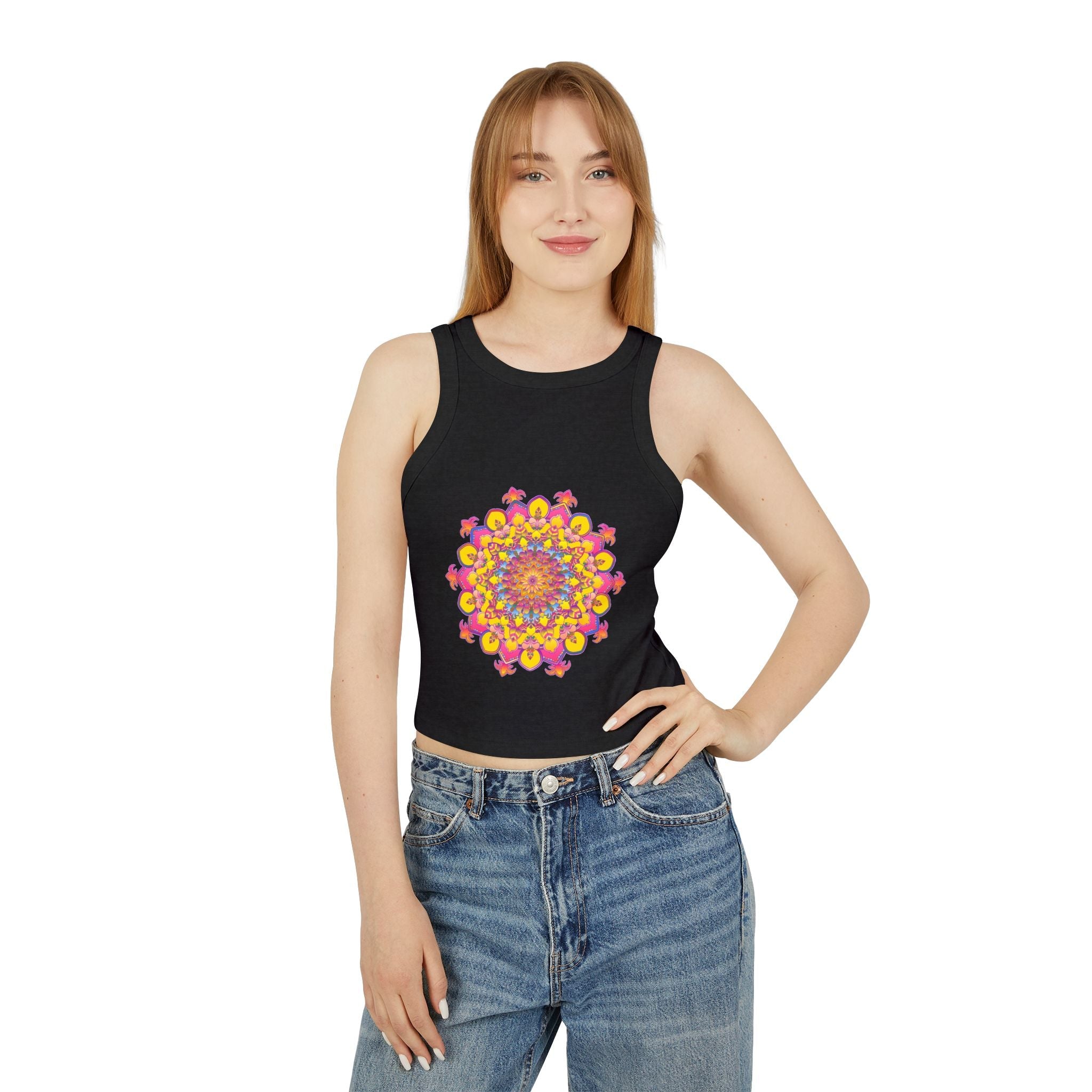 Mandala Racerback Tank Top - Vibrant Floral Design Tank Top - Blululi