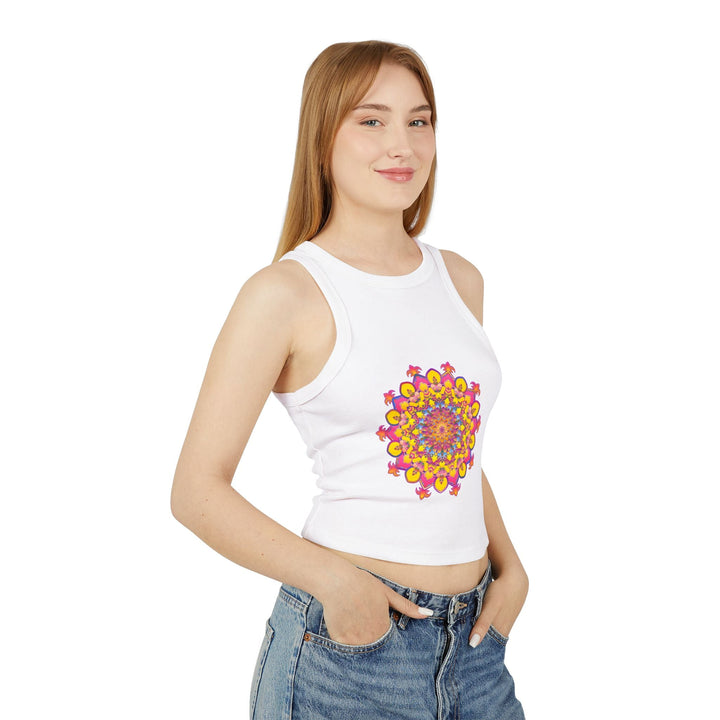 Mandala Racerback Tank Top - Vibrant Floral Design Tank Top - Blululi