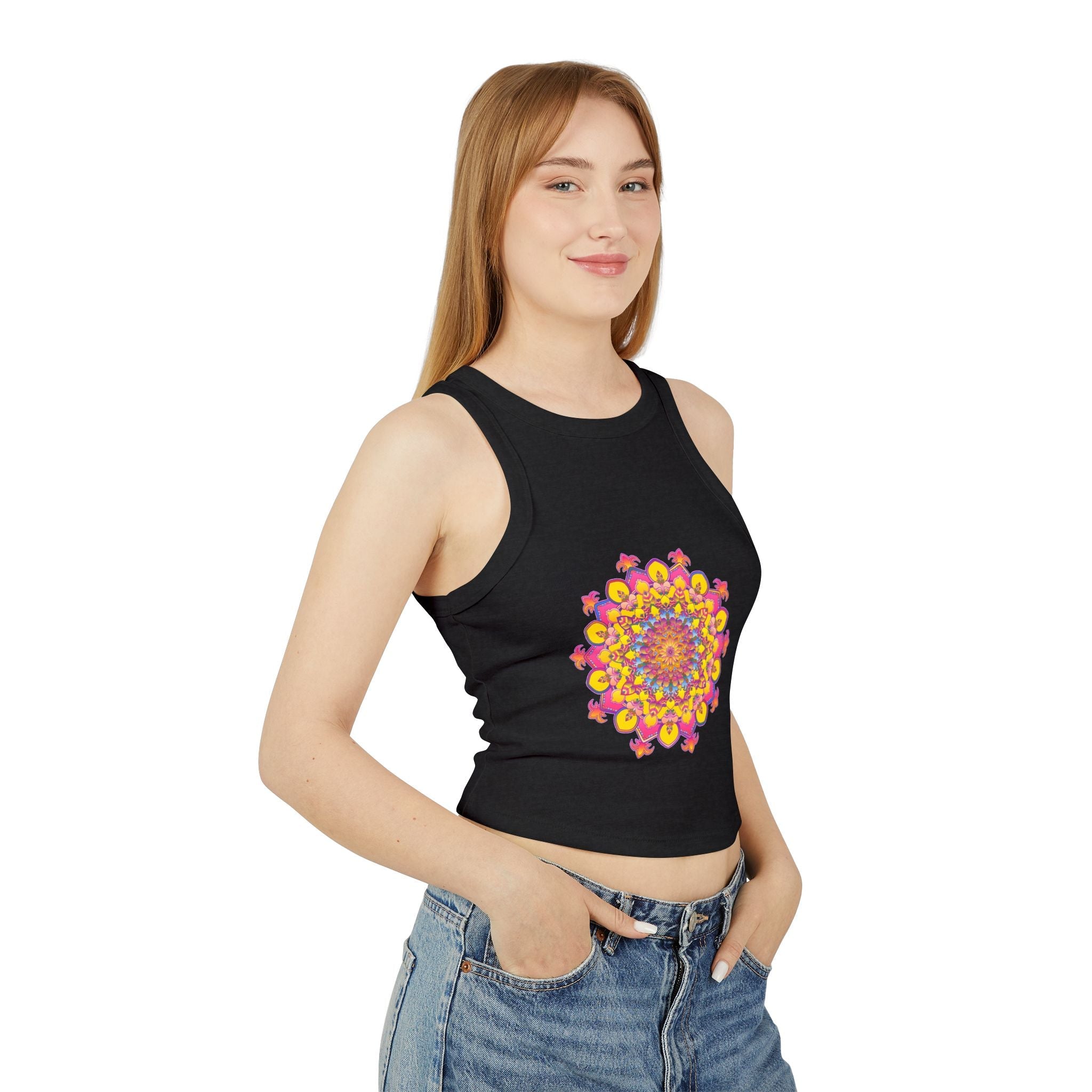 Mandala Racerback Tank Top - Vibrant Floral Design Tank Top - Blululi