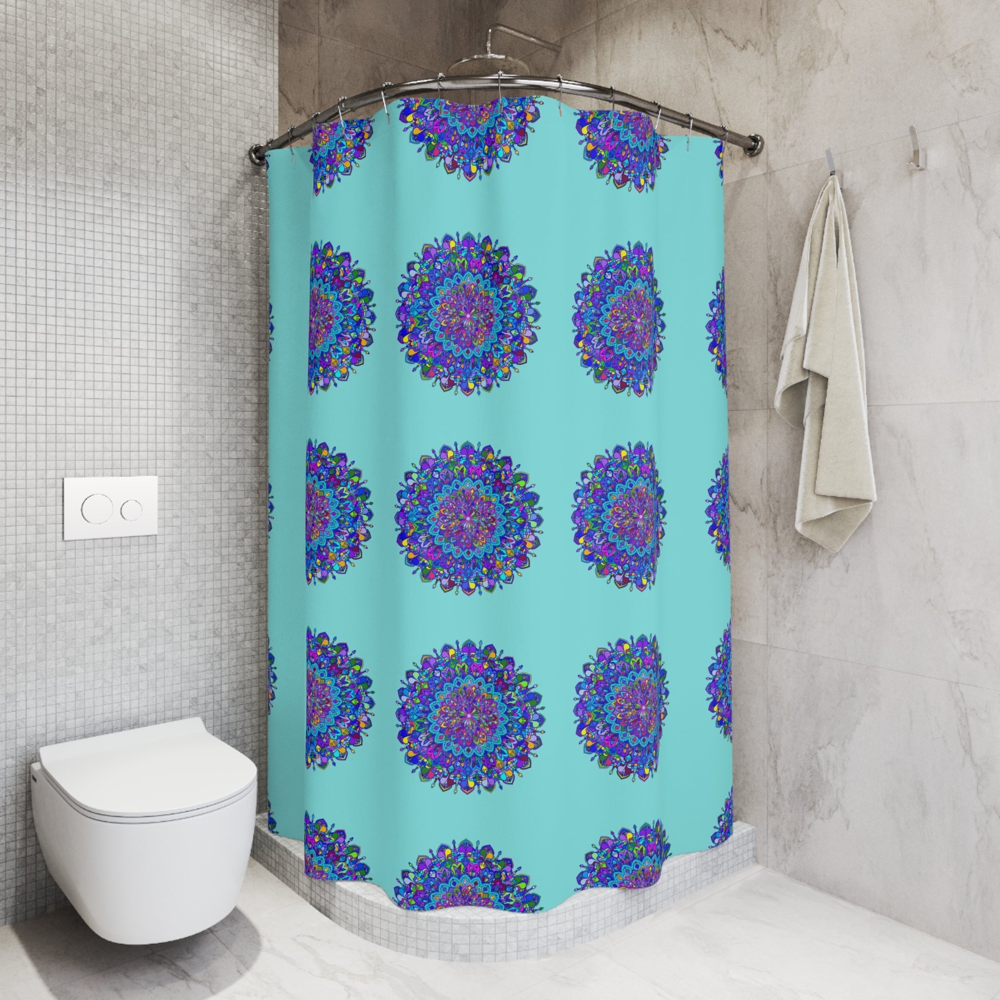 Mandala Shower Curtains - Blue Hand - Drawn Design Home Decor - Blululi