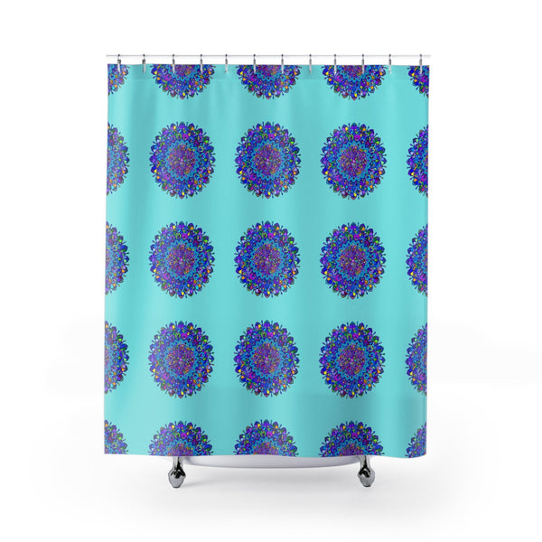 Mandala Shower Curtains - Blue Hand - Drawn Design Home Decor - Blululi