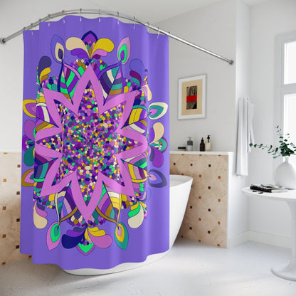 Mandala Shower Curtains - Hand Drawn Purple Design - Standard Size Home Decor - Blululi