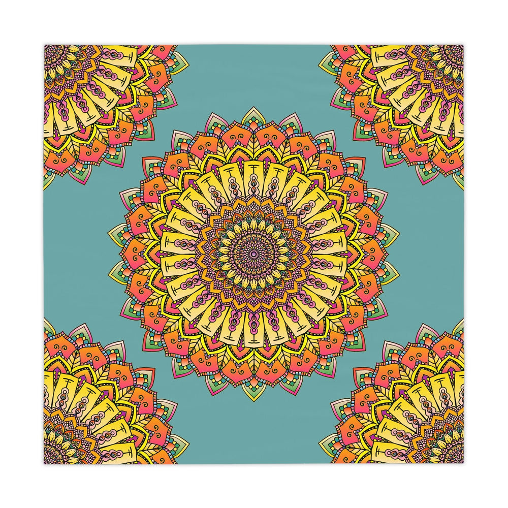 Mandala Tablecloth - Colorful Floral Design, Sage Green Home Decor - Blululi