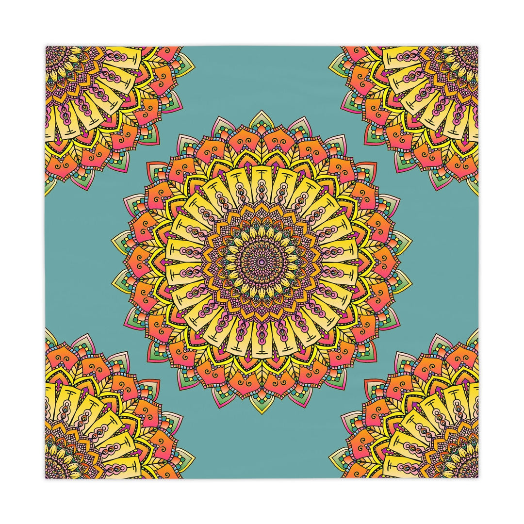 Mandala Tablecloth - Colorful Floral Design, Sage Green Home Decor - Blululi