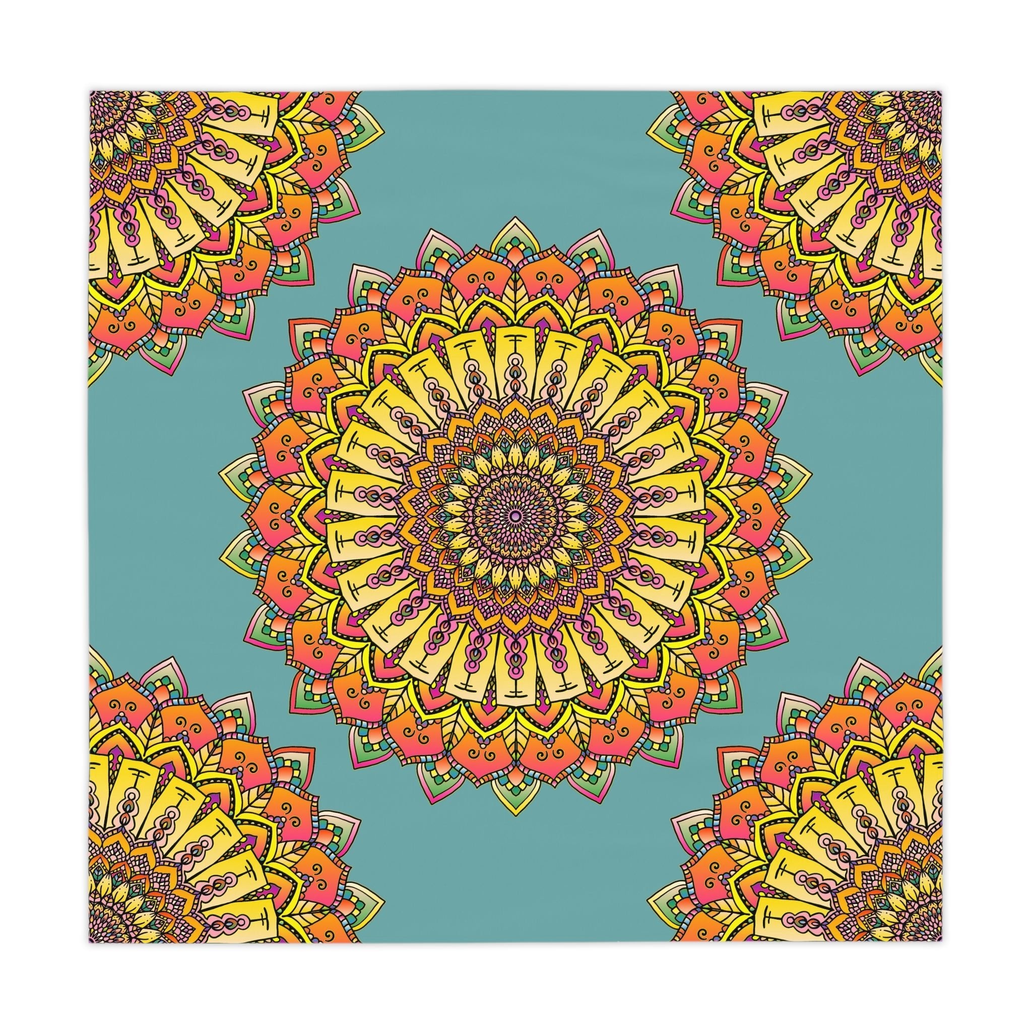 Mandala Tablecloth - Colorful Floral Design, Sage Green Home Decor - Blululi