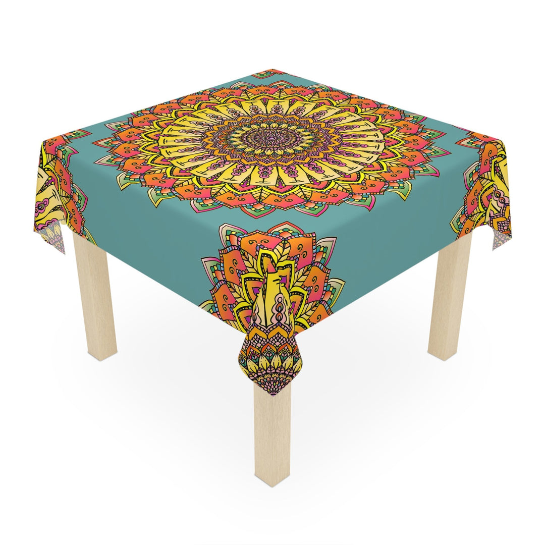 Mandala Tablecloth - Colorful Floral Design, Sage Green Home Decor - Blululi