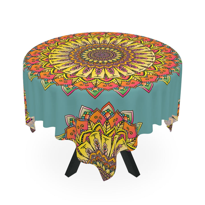 Mandala Tablecloth - Colorful Floral Design, Sage Green Home Decor - Blululi