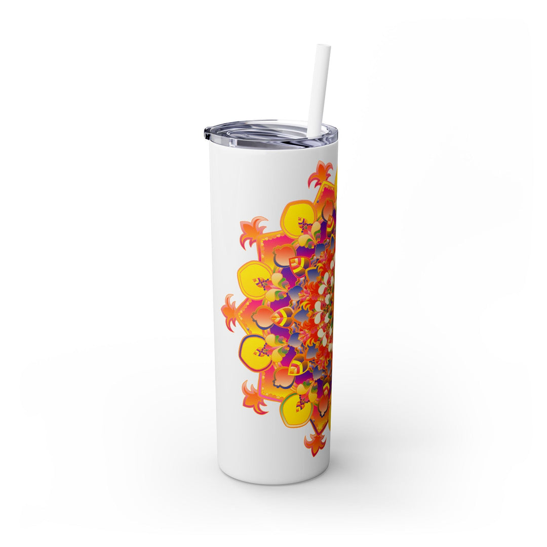 Mandala Tumbler - Colorful, 20oz Skinny, Hot/Cold Mug - Blululi