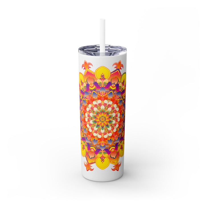 Mandala Tumbler - Colorful, 20oz Skinny, Hot/Cold Mug - Blululi