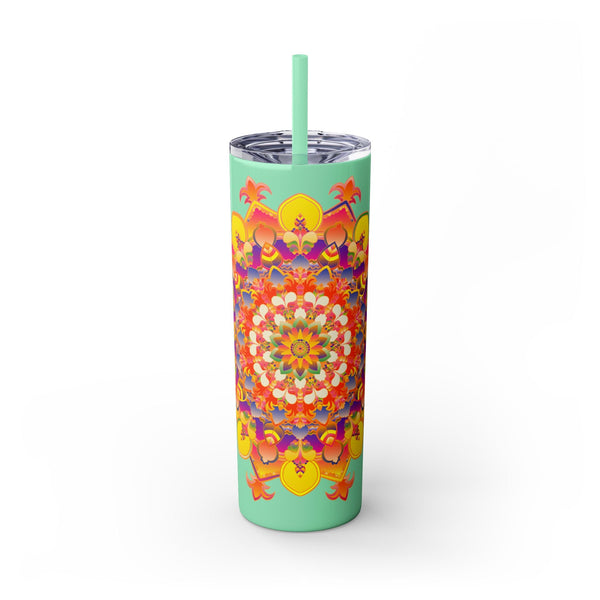 Mandala Tumbler - Colorful, 20oz Skinny, Hot/Cold Mug - Blululi