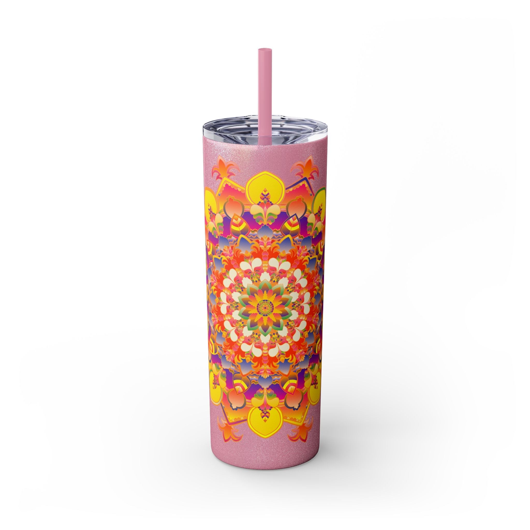 Mandala Tumbler - Colorful, 20oz Skinny, Hot/Cold Mug - Blululi