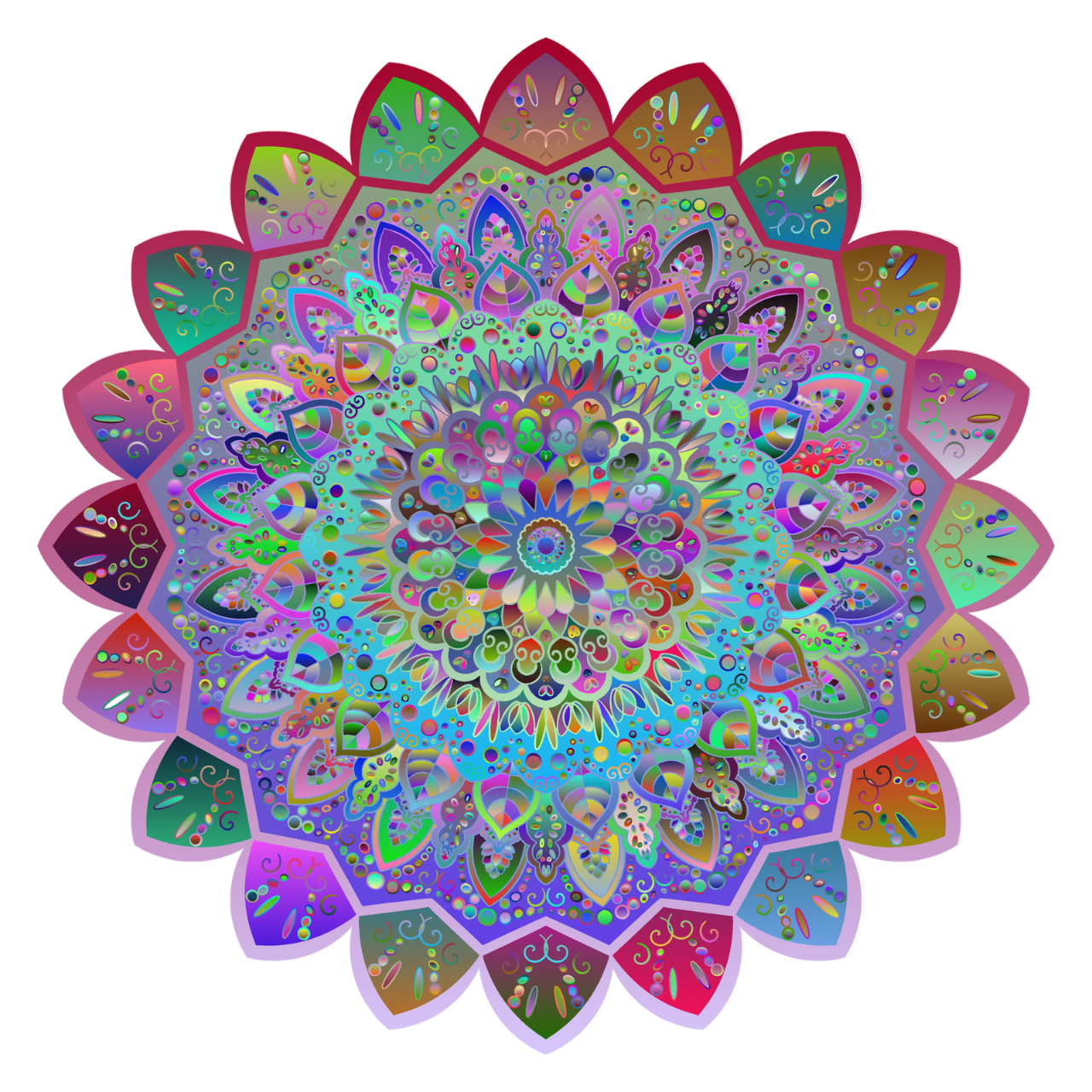 Colorful mandala design on a white background by Blululi