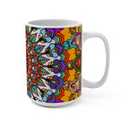 ceramic mug | mandala colorful art | 15oz capacity perfect for enjoying a large cup of coffee or tea | Blululi