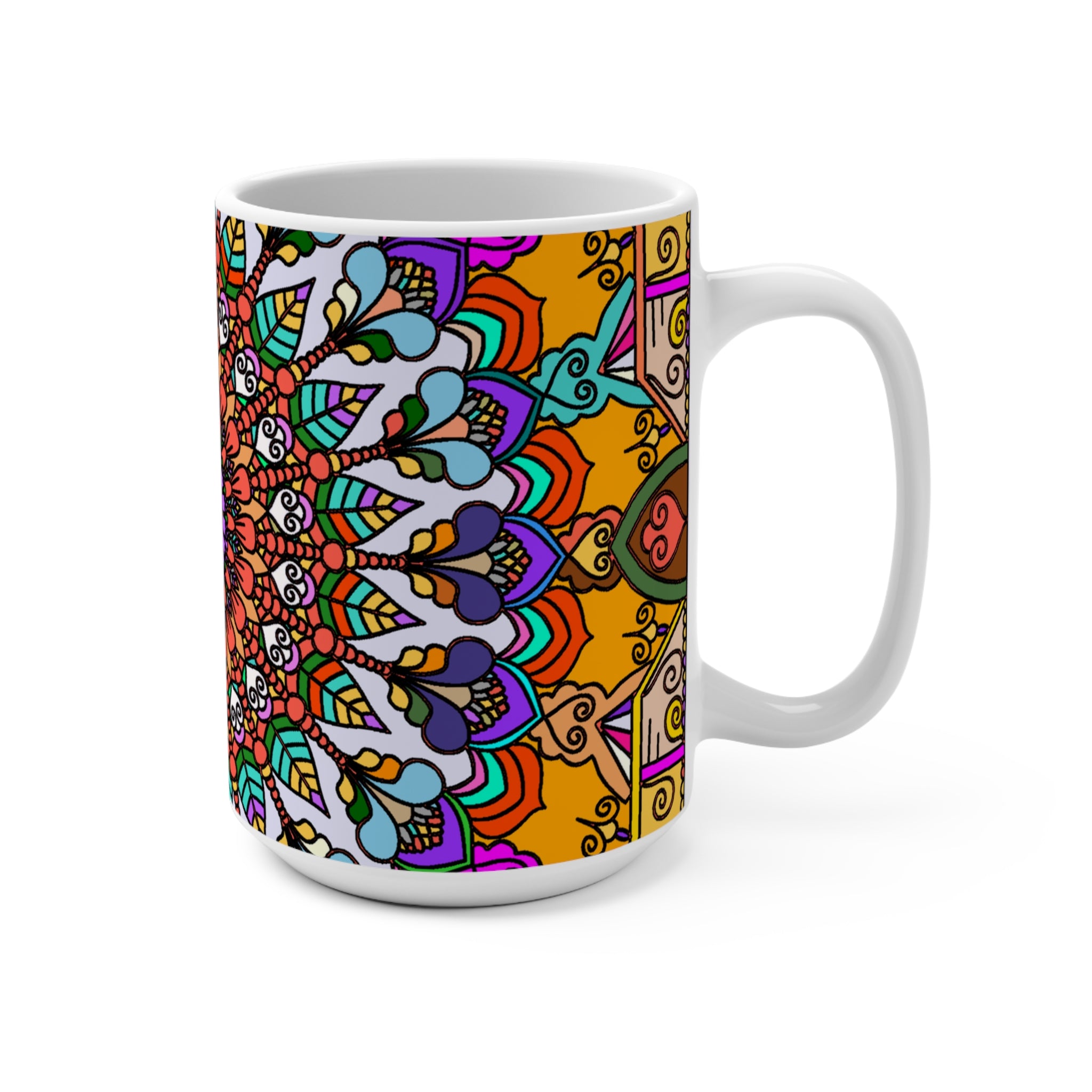 ceramic mug | mandala colorful art | 15oz capacity perfect for enjoying a large cup of coffee or tea | Blululi