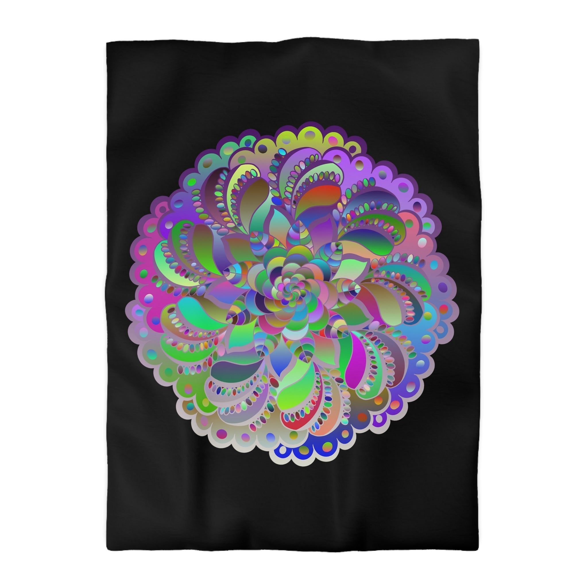 Microfiber Duvet Cover Mandala Art Drawn by Hand - Colorful Mandala on Black background - Blululi