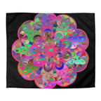 Microfiber Duvet Cover Mandala Art Drawn by Hand - Colorful Mandala on Black background - Blululi