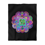 Microfiber Duvet Cover Mandala Art Drawn by Hand - Colorful Mandala on Black background - Blululi