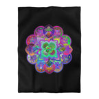Microfiber Duvet Cover Mandala Art Drawn by Hand - Colorful Mandala on Black background - Blululi