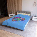Microfiber Duvet Cover Mandala Art Drawn by Hand - Colorful Mandala on Light Blue background - Blululi