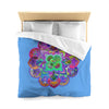 Microfiber Duvet Cover Mandala Art Drawn by Hand - Colorful Mandala on Light Blue background - Blululi