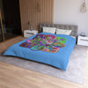 Microfiber Duvet Cover Mandala Art Drawn by Hand - Colorful Mandala on Light Blue background - Blululi