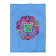 Microfiber Duvet Cover Mandala Art Drawn by Hand - Colorful Mandala on Light Blue background - Blululi