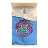 Microfiber Duvet Cover Mandala Art Drawn by Hand - Colorful Mandala on Light Blue background - Blululi