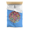 Microfiber Duvet Cover Mandala Art Drawn by Hand - Colorful Mandala on Light Blue background - Blululi