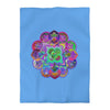 Microfiber Duvet Cover Mandala Art Drawn by Hand - Colorful Mandala on Light Blue background - Blululi