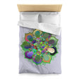Microfiber Duvet Cover Mandala Art Drawn by Hand - Colorful Mandala on Light Grey background - Blululi