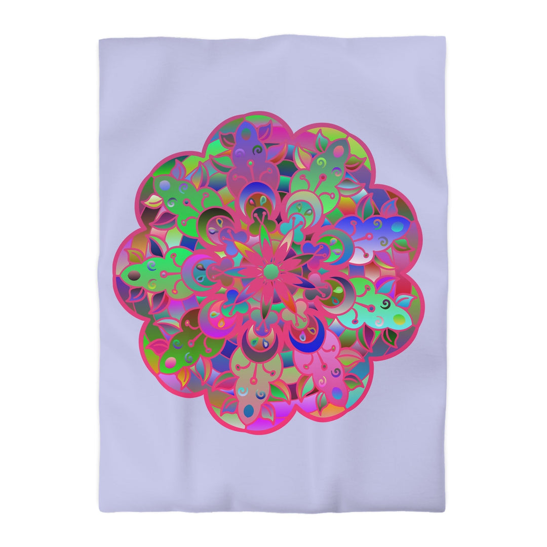 Microfiber Duvet Cover Mandala Art Drawn by Hand - Colorful Mandala on Wisteria background - Blululi