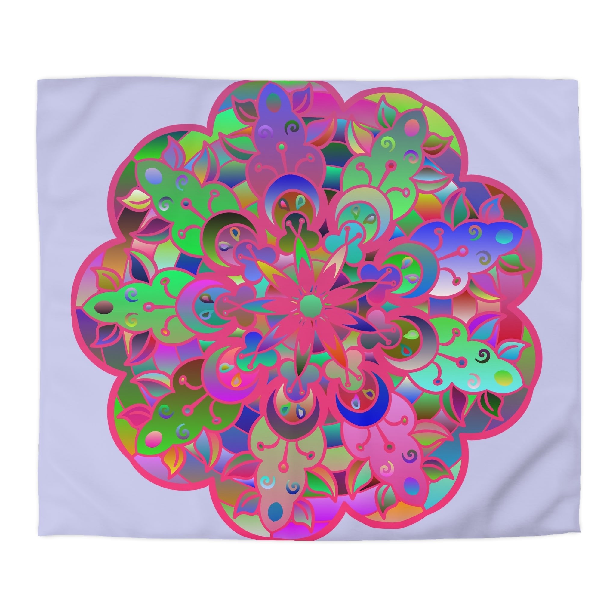 Microfiber Duvet Cover Mandala Art Drawn by Hand - Colorful Mandala on Wisteria background - Blululi