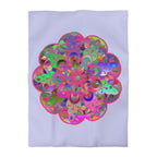 Microfiber Duvet Cover Mandala Art Drawn by Hand - Colorful Mandala on Wisteria background - Blululi