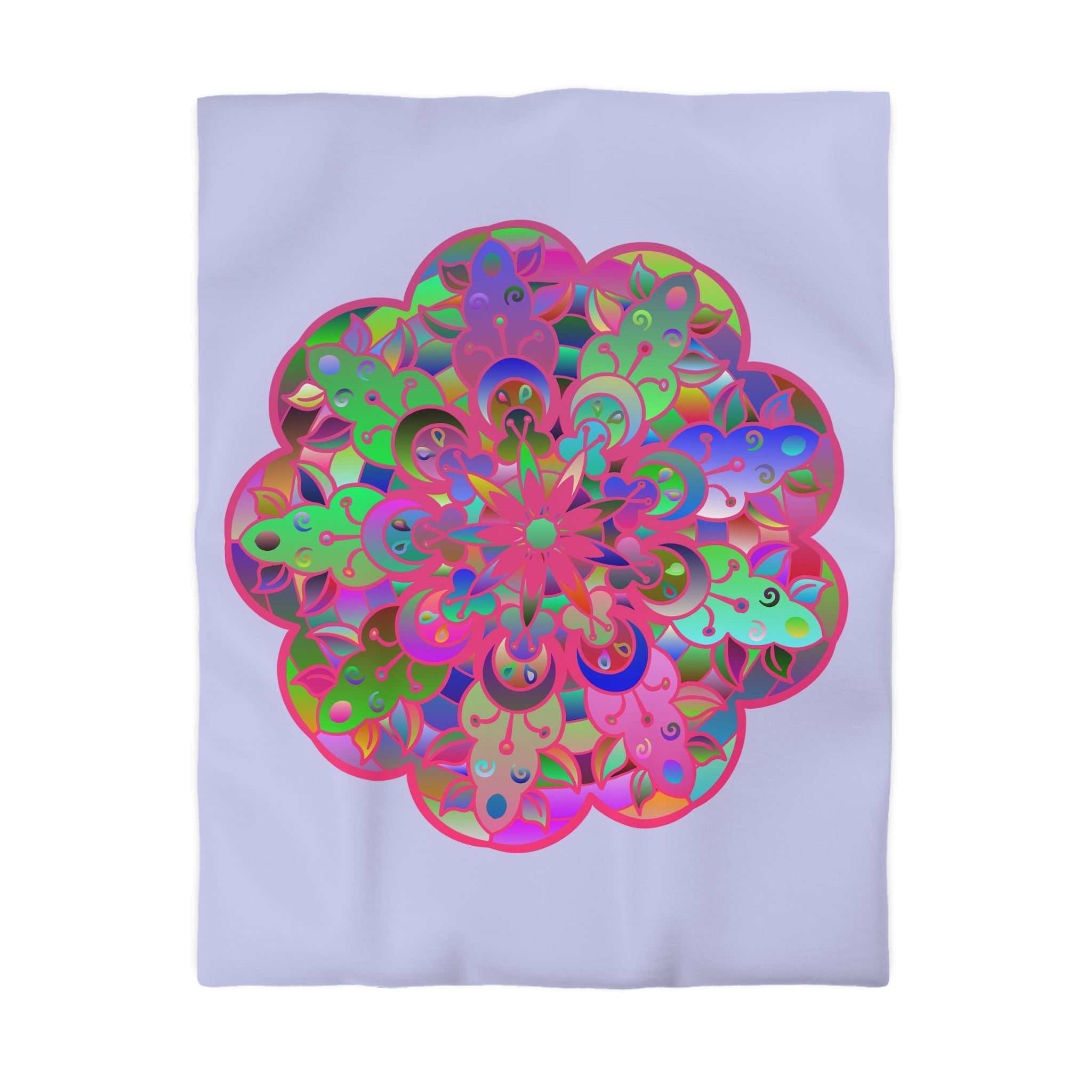 Microfiber Duvet Cover Mandala Art Drawn by Hand - Colorful Mandala on Wisteria background - Blululi