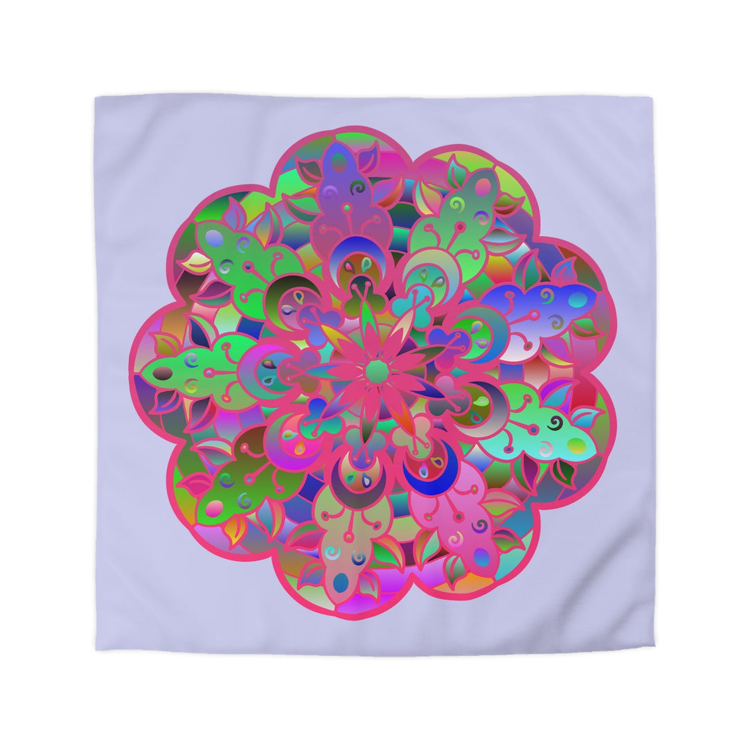 Microfiber Duvet Cover Mandala Art Drawn by Hand - Colorful Mandala on Wisteria background - Blululi